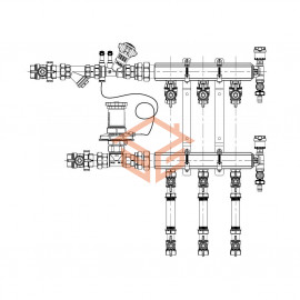 Узел коллекторный для учёта расхода ТЭ GE553-B2 этажный латунь Ду 50 Giacomini