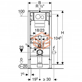 Инсталляция Duofix для подвесного унитаза с кнопкой смыва Sigma 20 Geberit 111.301.KJ.5