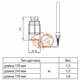 Элемент термостатический AVT датчик без гильзы Ду 20 Ру25 НР R3/4" Тн=-10 +40С Danfoss 065-0600 .