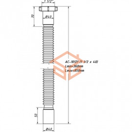 Гофра с гайкой 1 1/2"x40 L=360-850мм Орио АС-10121