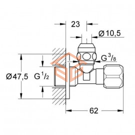 Вентиль для подключения смесителя 1/2"x3/8" Grohe 2201700M