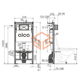 Инсталляция для подвесного унитаза с кнопкой смыва черная матовая Alca Plast AM101/1120-4:1 RU M578-0001