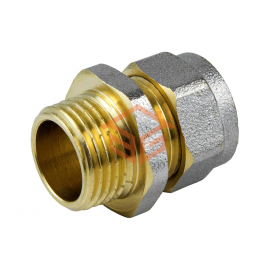 Муфта МП латунь никель обжим Дн 20х1/2" НР ГОСТ 32415-2013 7001 Aquasfera 7001-03