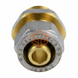 Муфта МП латунь никель обжим Дн 20х1/2" НР ГОСТ 32415-2013 7001 Aquasfera 7001-03