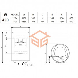Водонагреватель электрический накопительный 150 л 1,8 кВт PRO1 R ABS 150 V Ariston 3700523