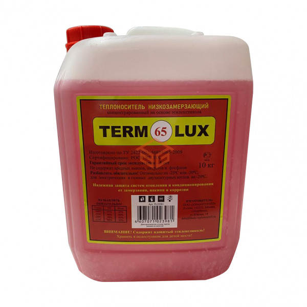 Теплоноситель TERMOLUX-65 10 кг этиленгликоль 65% Ткр=-65 оС канистра TERMOLUX TL23981