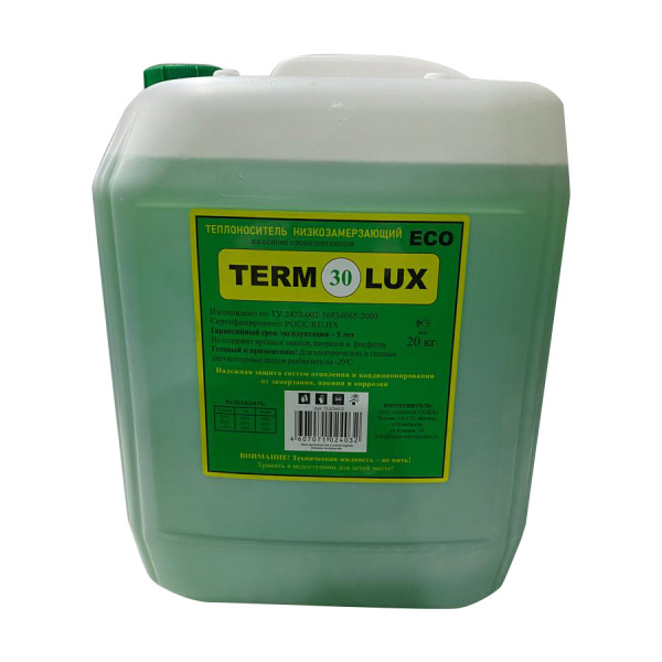 Теплоноситель TERMOLUX ECO-30 20 кг пропиленгликоль 45% Ткр=-30 оС канистра TERMOLUX TLE24032