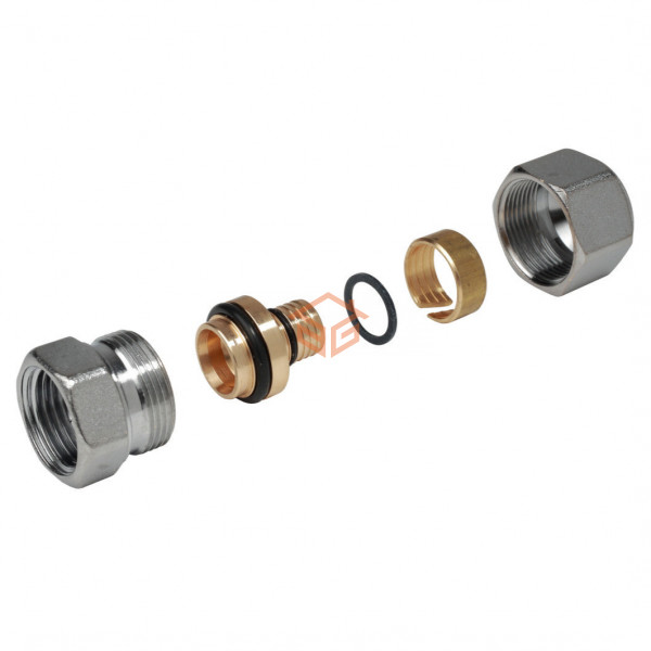 Муфта для МП/PE-X труб латунь хром Дн 20х2,0х3/4" ВР R187F Giacomini R187FX096