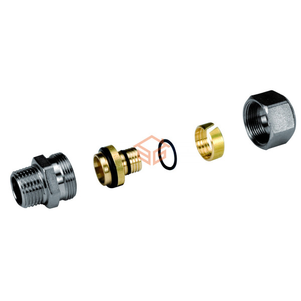 Муфта для МП/PE-X труб латунь хром Дн 26х3,0х3/4" НР R187M Giacomini R187MX105