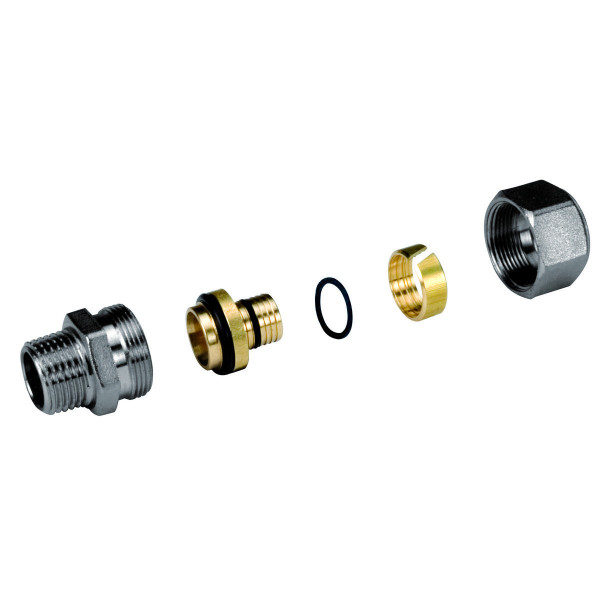 Муфта для МП/PE-X труб латунь хром Дн 26х3,0х3/4" НР R187M Giacomini R187MX105