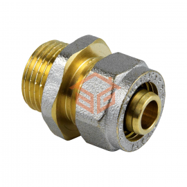 Муфта МП латунь никель обжим Дн 20х3/4" НР ГОСТ 32415-2013 7001 Aquasfera 7001-04